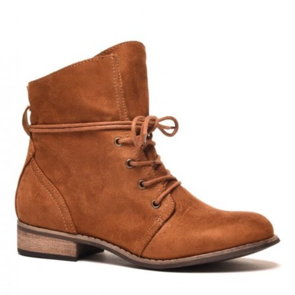 HIBOU Faux Suede Brown Ankle Boots